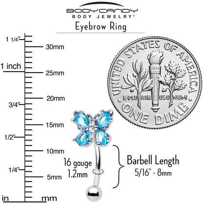 16G 5/16 Blue Gem Baroque Beauty Butterfly Curved Eyebrow Ring