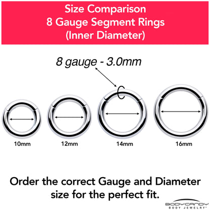 8G 9/16 316L Surgical Steel Precision Hinged Segment Hoop