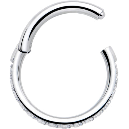 16G Clear Cubic Zirconia Forward Facing Hinged Segment Ring