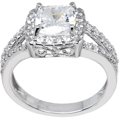Sterling Silver Princess Cubic Zirconia Ring -2.31 ct tw