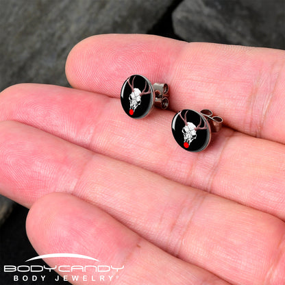 Holiday Dead Nosed Reindeer Stud Earrings by Onyx O