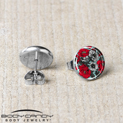 Blossom Creation Vibrant Bloom of Flowers Stud Earrings by Onyx O