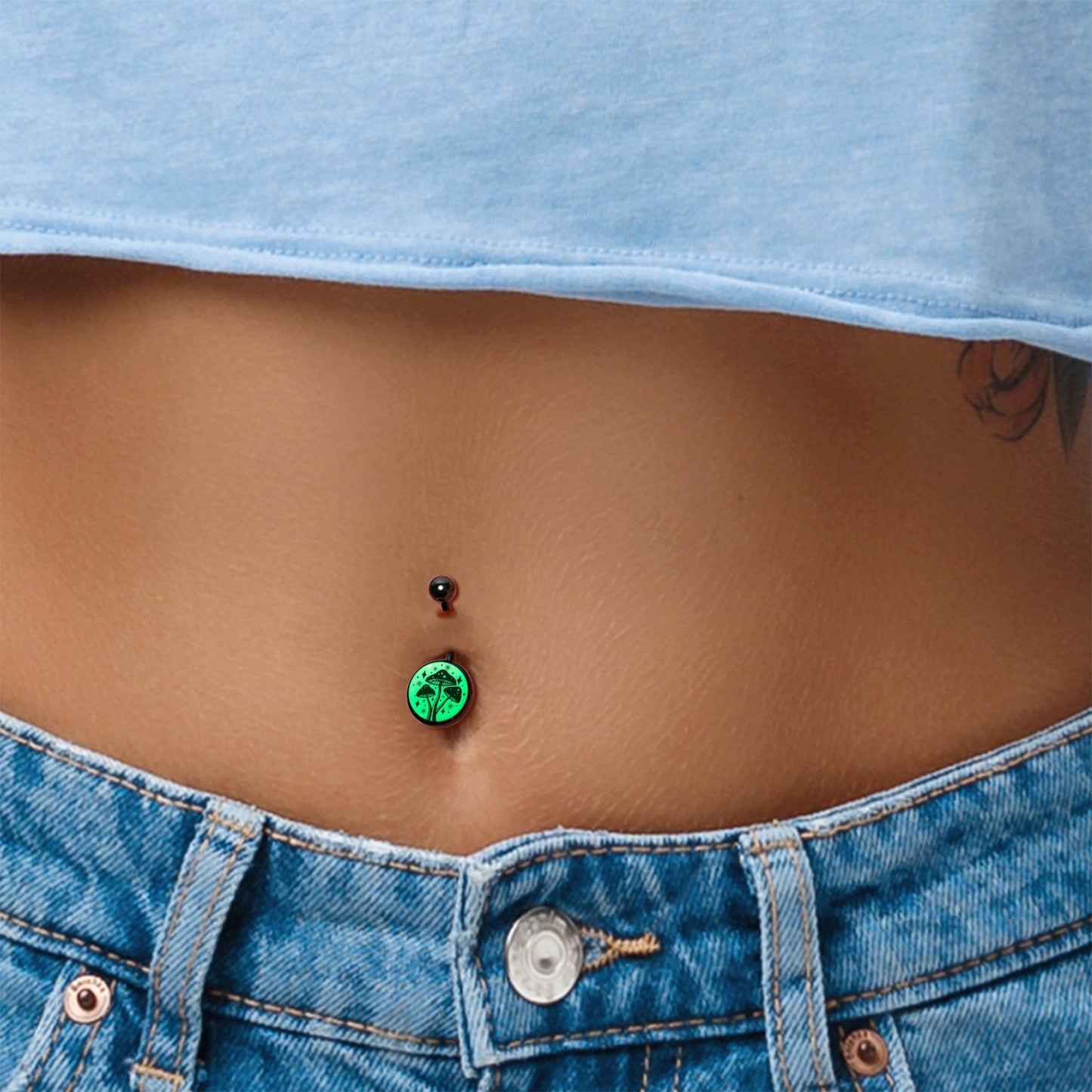 Glow in the Dark Mystic Mushroom Belly Ring by Onyx O
