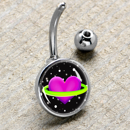 Heart Planet Belly Ring by Onyx O