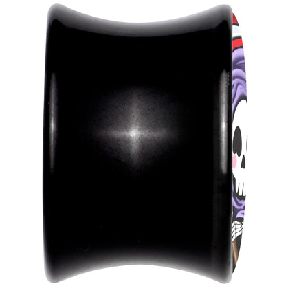 Black Acrylic Grim Reaper Double Flare Plug Set by Onyx O