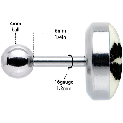 16G 1/4 Lipstick Kiss Black Glow in the Dark Cartilage Earring by Onyx O
