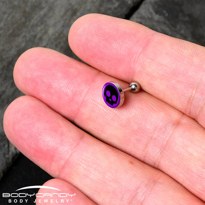 16G 1/4 Purple Black Simple Skull Tragus Cartilage Earring by Onyx O