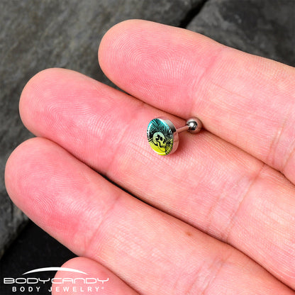16G 1/4 Blue Haze Sunset Skull and Palms Tragus Cartilage Earring by Onyx O