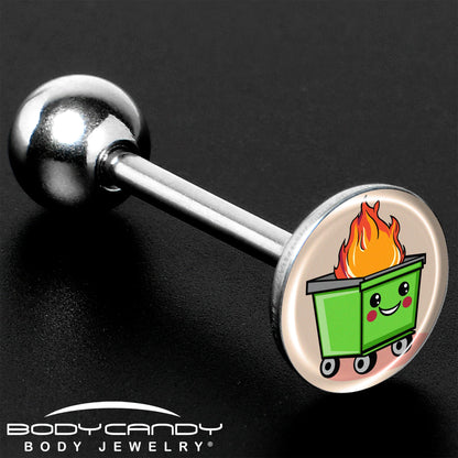 Dumpster Fire Barbell Tongue Ring by Onyx O
