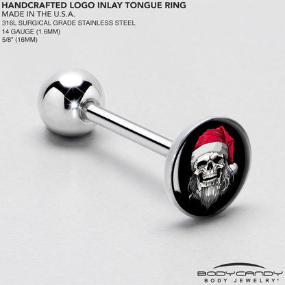 Holiday Skeleton Santa Claus Barbell Tongue Ring by Onyx O