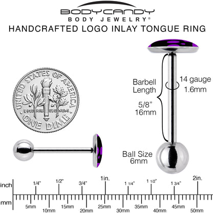 Purple Black Simple Skull Barbell Tongue Ring by Onyx O