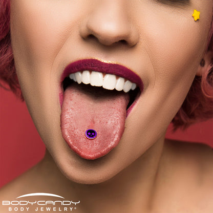 Purple Black Simple Skull Barbell Tongue Ring by Onyx O