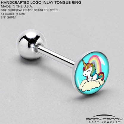 Rainbow Unicorn Barbell Tongue Ring by Onyx O