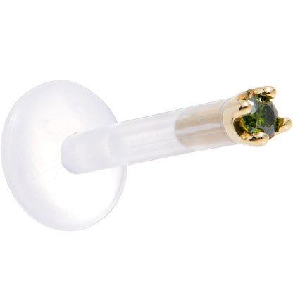 Solid 14K Yellow Gold 1.5mm Genuine Green Diamond Bioplast Push in Monroe