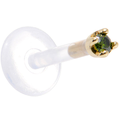 Solid 14K Yellow Gold 1.5mm Genuine Green Diamond Bioplast Push in Monroe