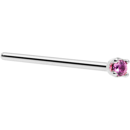 Solid 18K White Gold 1.5mm Genuine Pink Sapphire Nose Ring