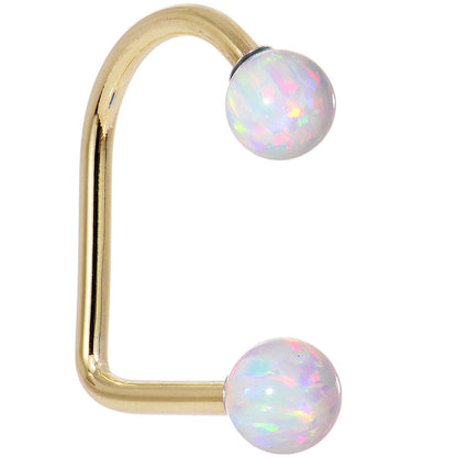 14k Yellow Gold Yellow 5mm Synthetic Opal Lippy Loop 14G 3/8