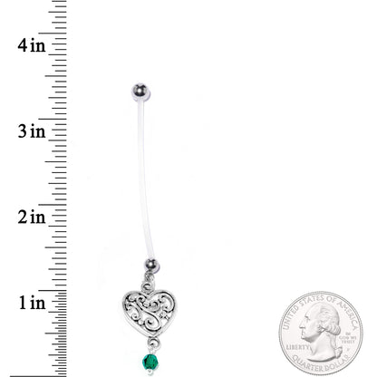 Handmade Heart Pregnancy Belly Ring Created with Crystals