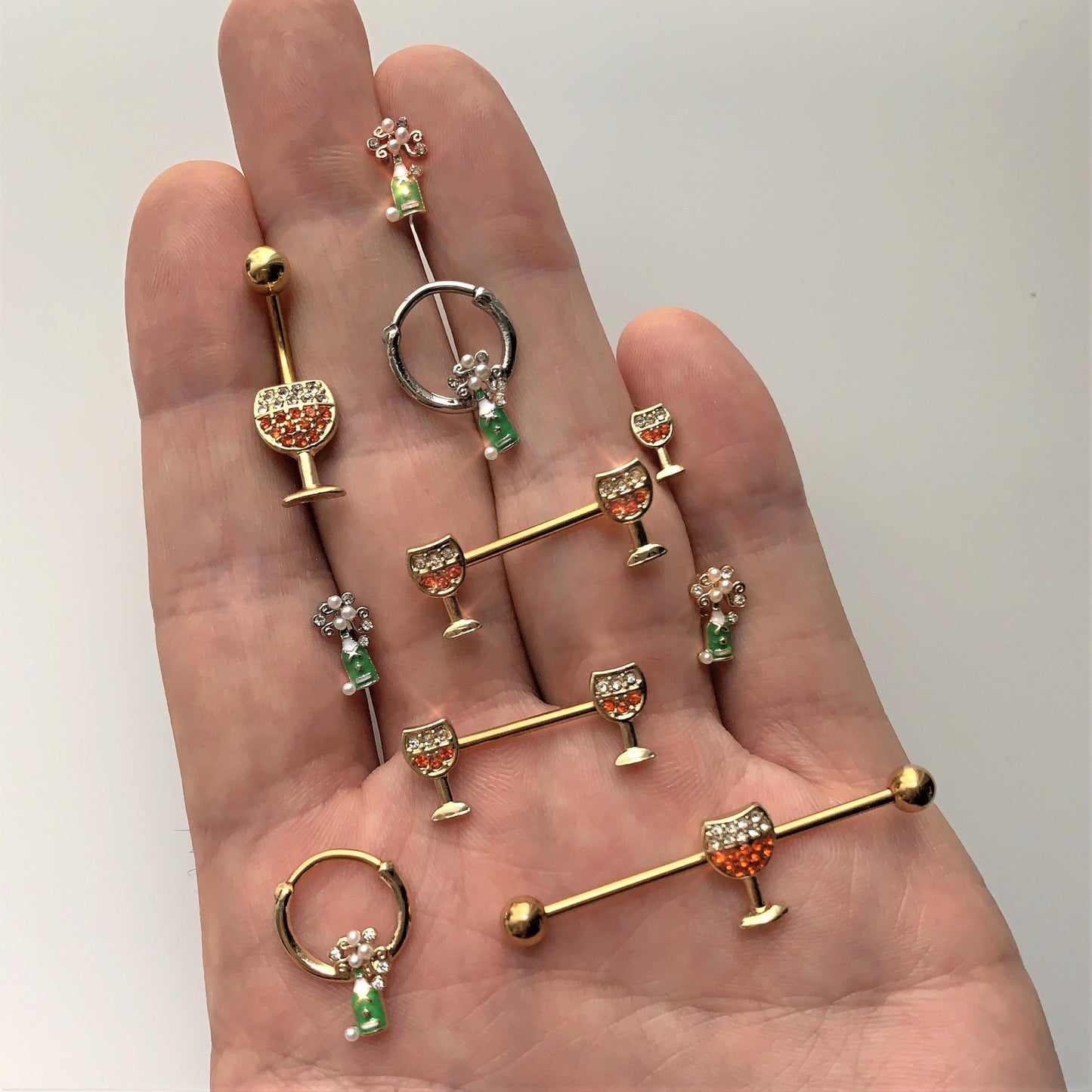 16G 1/4 Clear Gem Champagne Cartilage Tragus