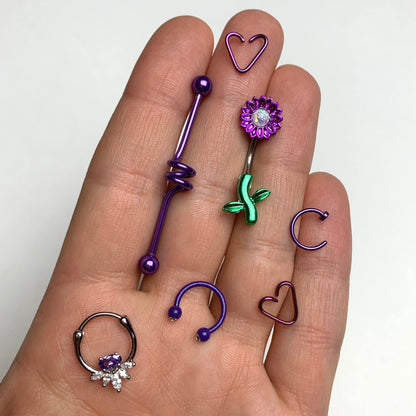18G 3/8 Purple Anodized Titanium Nose Hoop