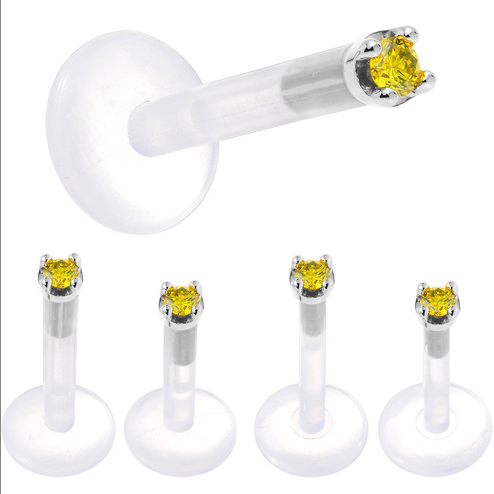 Solid 14K White Gold 1.5mm Genuine Yellow Diamond Bioplast Push in Monroe