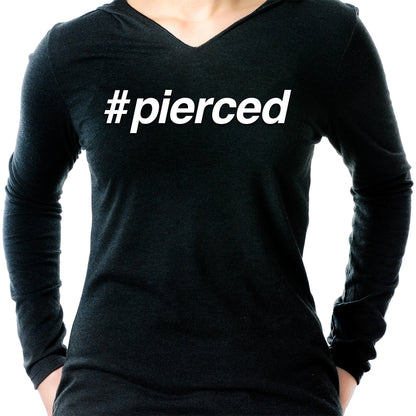 hashtag pierced Black Tapered Long Sleeve Hoodie