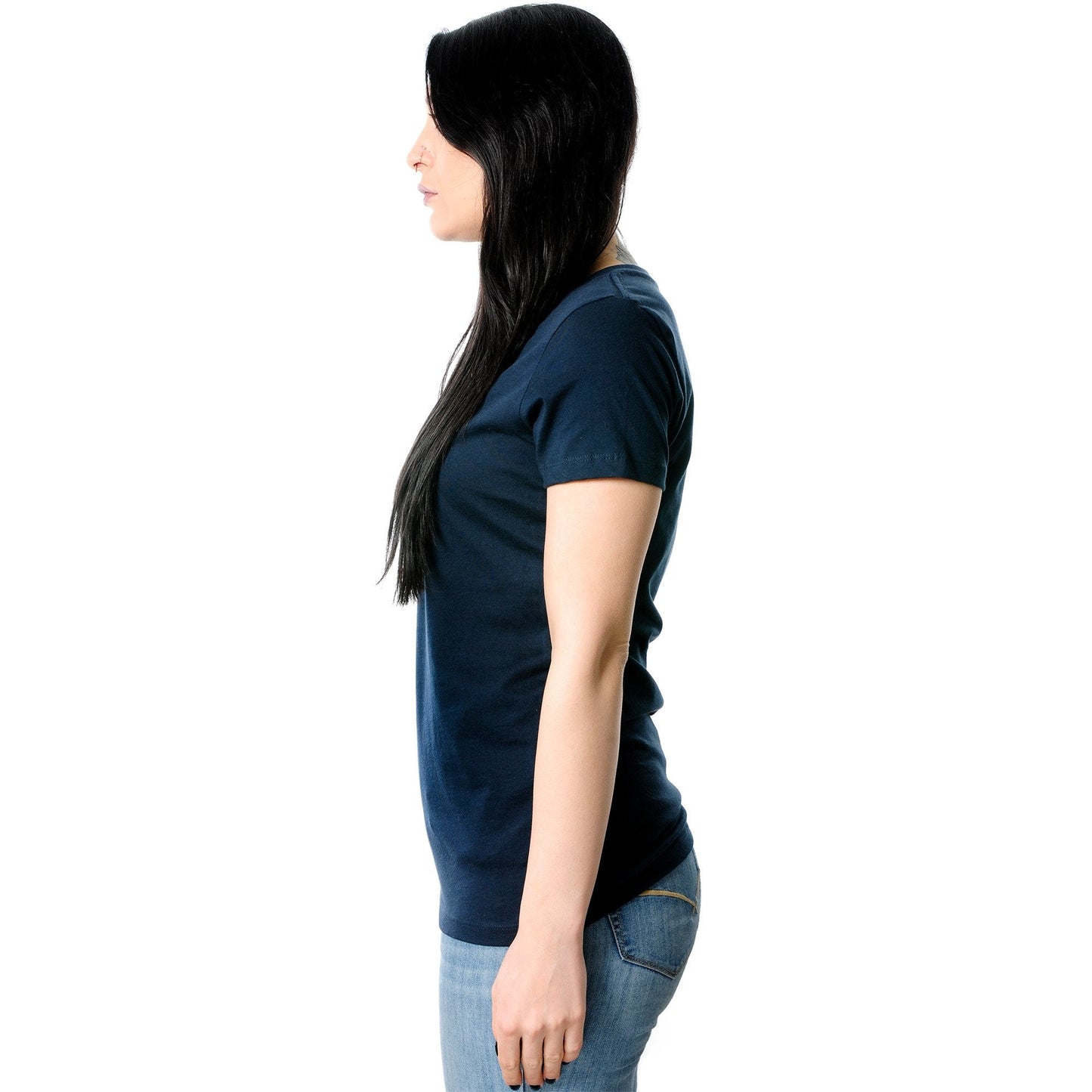hashtag pierced Black Tapered V-Neck Tee Shirt