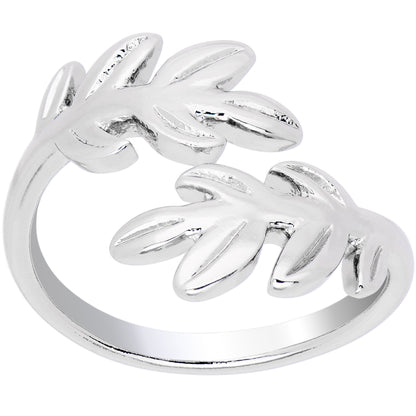 Rhodium Plated Budding Leaves Toe Ring