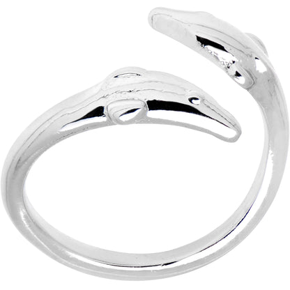 Silver Plated Double Dolphin Toe Ring