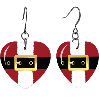 Christmas Santa Suit Heart Fishhook Dangle Earrings