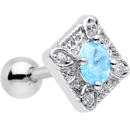 16G 1/4 Clear Aqua Gem Rococo Rhombus Tragus Cartilage Earring