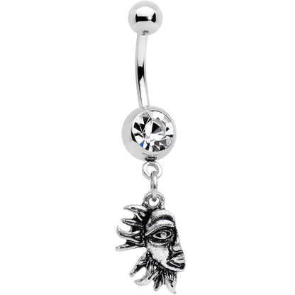 Clear Gem Sun Smile Puzzle Best Friend Dangle Belly Ring Set of 2