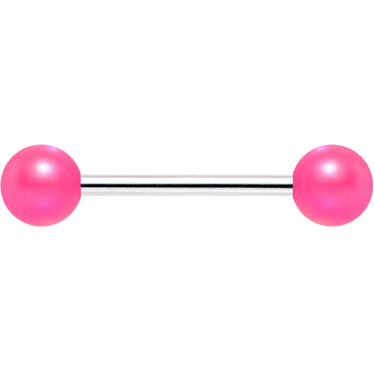 Matte Iridescent Neon Pink 6mm Acrylic Ball Barbell Tongue Ring