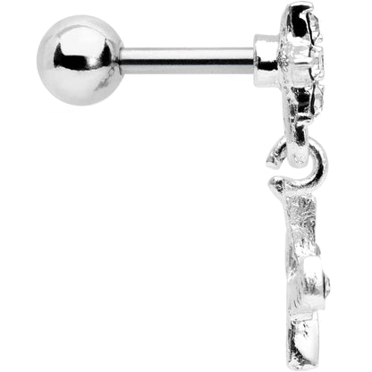 16G 1/4 Clear Gem  Flower Dangle Cartilage Tragus Earring