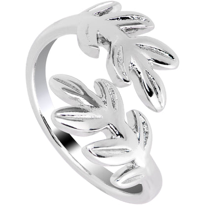 Rhodium Plated Budding Leaves Toe Ring