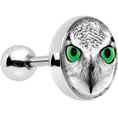 16G 1/4 Black White Owl Tragus Cartilage Earring