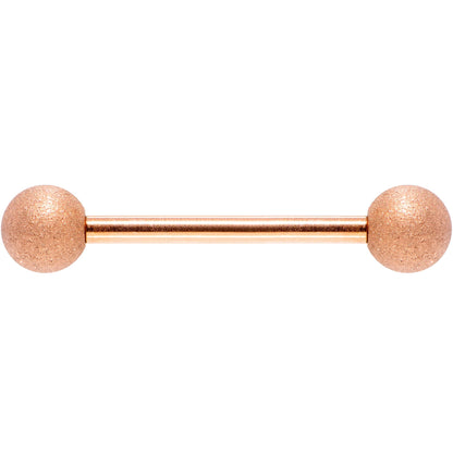 14G 5/8 Rose Gold Color PVD Sandblasted Barbell Tongue Ring